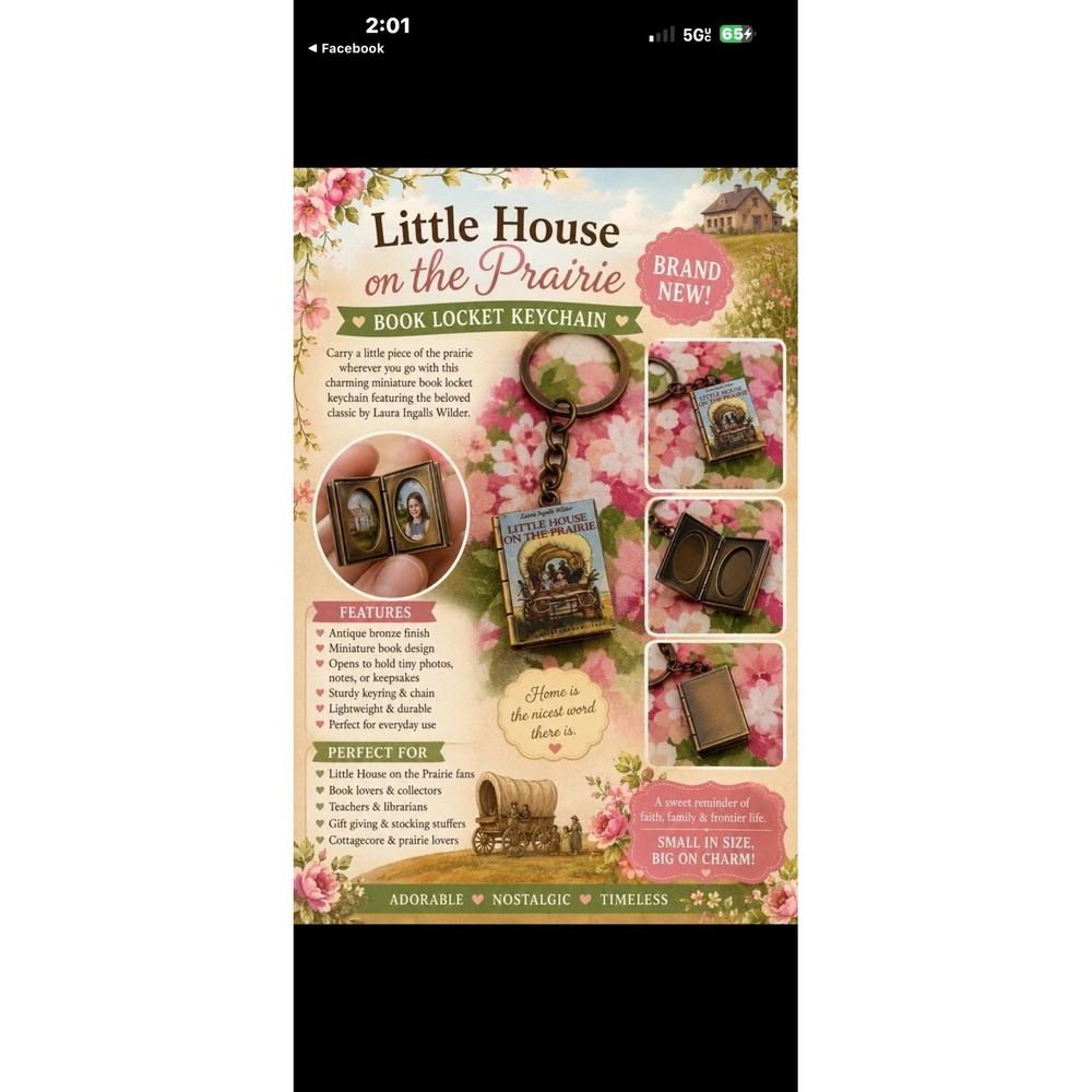 Little House on the Prairie TV book locket keychain Netflix tv show gift Laura i